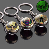 Religion Keychain Keyrings Luminous Glass Ball Keychains Egypt Vintage Bohe Long Chains Pendant Keyholder Wholesale