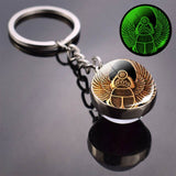 Religion Keychain Keyrings Luminous Glass Ball Keychains Egypt Vintage Bohe Long Chains Pendant Keyholder Wholesale