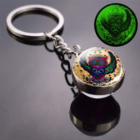 Religion Keychain Keyrings Luminous Glass Ball Keychains Egypt Vintage Bohe Long Chains Pendant Keyholder Wholesale