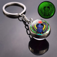 Religion Keychain Keyrings Luminous Glass Ball Keychains Egypt Vintage Bohe Long Chains Pendant Keyholder Wholesale