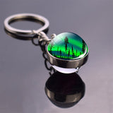 Northern Lights Planet Keyring Galaxy Nebula Space Keychain Double Side Glass Ball Key Chain Astronomy Lovers Gift