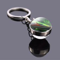 Northern Lights Planet Keyring Galaxy Nebula Space Keychain Double Side Glass Ball Key Chain Astronomy Lovers Gift