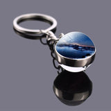 Northern Lights Planet Keyring Galaxy Nebula Space Keychain Double Side Glass Ball Key Chain Astronomy Lovers Gift