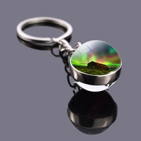 Northern Lights Planet Keyring Galaxy Nebula Space Keychain Double Side Glass Ball Key Chain Astronomy Lovers Gift