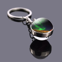 Northern Lights Planet Keyring Galaxy Nebula Space Keychain Double Side Glass Ball Key Chain Astronomy Lovers Gift