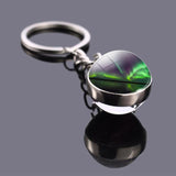 Northern Lights Planet Keyring Galaxy Nebula Space Keychain Double Side Glass Ball Key Chain Astronomy Lovers Gift