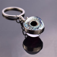 Charming Evil Eye Pattern Keychain Keyrings Handmade Keychain Women Men Gifts Glass Ball Blue Human Eye Keyring