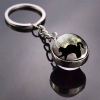 Cute Cat Picture Statement Key Chains Silver Color Metal Clear Glass Ball Keychains Kitten Key Ring Chain Women Gifts