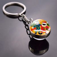 Cute Cat Picture Statement Key Chains Silver Color Metal Clear Glass Ball Keychains Kitten Key Ring Chain Women Gifts