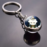 Cute Cat Picture Statement Key Chains Silver Color Metal Clear Glass Ball Keychains Kitten Key Ring Chain Women Gifts