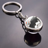 Cute Cat Picture Statement Key Chains Silver Color Metal Clear Glass Ball Keychains Kitten Key Ring Chain Women Gifts