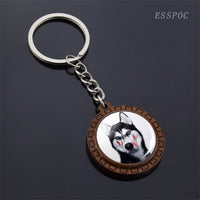 Cute Husky Photo Keychain Keyrings for Women Gifts Wooden Handmade Bohemia Long Pendant Jewellery