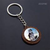 Cute Husky Photo Keychain Keyrings for Women Gifts Wooden Handmade Bohemia Long Pendant Jewellery