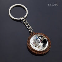 Cute Husky Photo Keychain Keyrings for Women Gifts Wooden Handmade Bohemia Long Pendant Jewellery