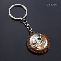 Cute Husky Photo Keychain Keyrings for Women Gifts Wooden Handmade Bohemia Long Pendant Jewellery