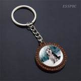 Cute Husky Photo Keychain Keyrings for Women Gifts Wooden Handmade Bohemia Long Pendant Jewellery