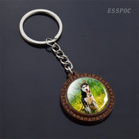 Cute Husky Photo Keychain Keyrings for Women Gifts Wooden Handmade Bohemia Long Pendant Jewellery