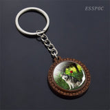 Cute Husky Photo Keychain Keyrings for Women Gifts Wooden Handmade Bohemia Long Pendant Jewellery