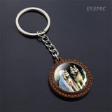 Cute Husky Photo Keychain Keyrings for Women Gifts Wooden Handmade Bohemia Long Pendant Jewellery