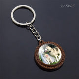 Cute Husky Photo Keychain Keyrings for Women Gifts Wooden Handmade Bohemia Long Pendant Jewellery