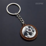 Cute Husky Photo Keychain Keyrings for Women Gifts Wooden Handmade Bohemia Long Pendant Jewellery