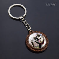 Cute Husky Photo Keychain Keyrings for Women Gifts Wooden Handmade Bohemia Long Pendant Jewellery