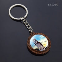 Cute Husky Photo Keychain Keyrings for Women Gifts Wooden Handmade Bohemia Long Pendant Jewellery