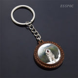 Cute Husky Photo Keychain Keyrings for Women Gifts Wooden Handmade Bohemia Long Pendant Jewellery