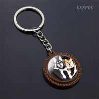 Cute Husky Photo Keychain Keyrings for Women Gifts Wooden Handmade Bohemia Long Pendant Jewellery