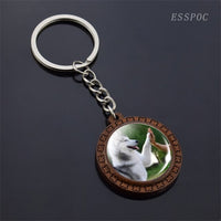 Cute Husky Photo Keychain Keyrings for Women Gifts Wooden Handmade Bohemia Long Pendant Jewellery