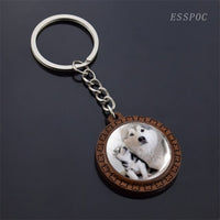 Cute Husky Photo Keychain Keyrings for Women Gifts Wooden Handmade Bohemia Long Pendant Jewellery