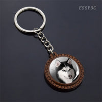 Cute Husky Photo Keychain Keyrings for Women Gifts Wooden Handmade Bohemia Long Pendant Jewellery