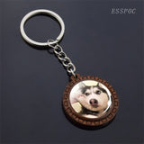 Cute Husky Photo Keychain Keyrings for Women Gifts Wooden Handmade Bohemia Long Pendant Jewellery