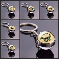 12 Constellation Sign Crystal Ball Keychain Scorpio Leo Pisces Zodiac Glass Sphere Key Rings Birthday Gift for Women Men Pendant