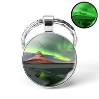 Luminous Keyring Northern Lights Keychain Glow In The Dark Glass Metal Key Chain Night Sky Art Keychain Astronomy Lover Gift