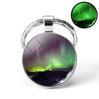 Luminous Keyring Northern Lights Keychain Glow In The Dark Glass Metal Key Chain Night Sky Art Keychain Astronomy Lover Gift