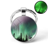 Luminous Keyring Northern Lights Keychain Glow In The Dark Glass Metal Key Chain Night Sky Art Keychain Astronomy Lover Gift