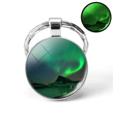 Luminous Keyring Northern Lights Keychain Glow In The Dark Glass Metal Key Chain Night Sky Art Keychain Astronomy Lover Gift