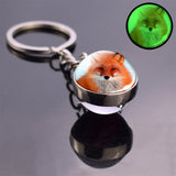 Fox Keychain Glass Ball Pendant Red Fox Stuff Key Rings Animal Key Chain Luminous Ball Men Women Gifts Wholesale