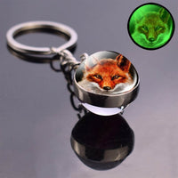 Fox Keychain Glass Ball Pendant Red Fox Stuff Key Rings Animal Key Chain Luminous Ball Men Women Gifts Wholesale