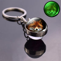 Fox Keychain Glass Ball Pendant Red Fox Stuff Key Rings Animal Key Chain Luminous Ball Men Women Gifts Wholesale