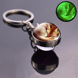 Fox Keychain Glass Ball Pendant Red Fox Stuff Key Rings Animal Key Chain Luminous Ball Men Women Gifts Wholesale