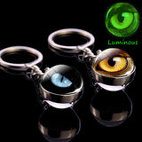 Dragon Eye Photo Keychain Keyring Luminous Glass Ball Keychains Long Chains Pendant Men Car Keyring Keyholders Women Bag Chain