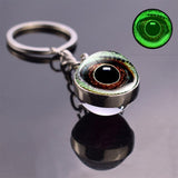 Dragon Eye Photo Keychain Keyring Luminous Glass Ball Keychains Long Chains Pendant Men Car Keyring Keyholders Women Bag Chain