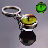 Dragon Eye Photo Keychain Keyring Luminous Glass Ball Keychains Long Chains Pendant Men Car Keyring Keyholders Women Bag Chain