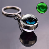 Dragon Eye Photo Keychain Keyring Luminous Glass Ball Keychains Long Chains Pendant Men Car Keyring Keyholders Women Bag Chain