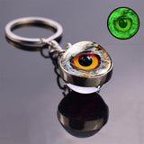 Dragon Eye Photo Keychain Keyring Luminous Glass Ball Keychains Long Chains Pendant Men Car Keyring Keyholders Women Bag Chain