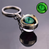 Dragon Eye Photo Keychain Keyring Luminous Glass Ball Keychains Long Chains Pendant Men Car Keyring Keyholders Women Bag Chain