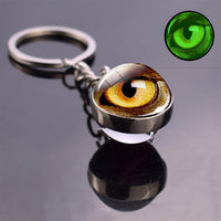 Dragon Eye Photo Keychain Keyring Luminous Glass Ball Keychains Long Chains Pendant Men Car Keyring Keyholders Women Bag Chain