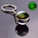 Dragon Eye Photo Keychain Keyring Luminous Glass Ball Keychains Long Chains Pendant Men Car Keyring Keyholders Women Bag Chain